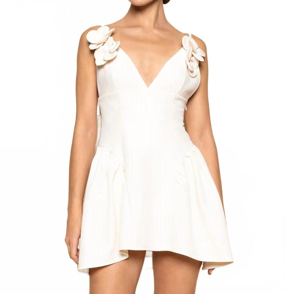 NEW FORE COLLECTION flower detail mini dress in cream